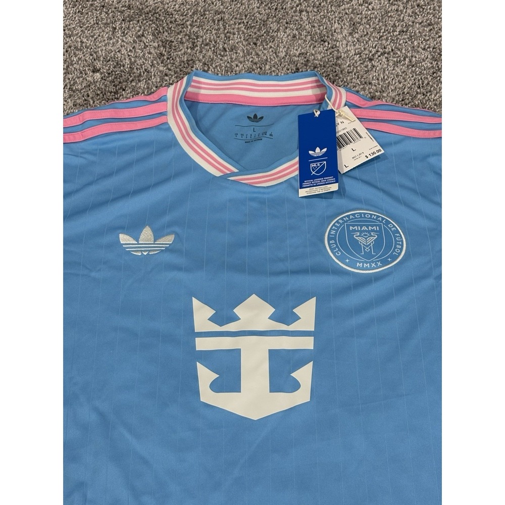 Adidas Inter Miami CF Messi 10 2024 Third Jersey Mens Large Blue Pink KA7504 NEW